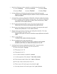 Chemical properties of metals and nonmetals. Worksheet Metals And Nonmetals
