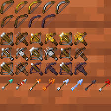You can craft new armour, swords, bows and shields with materials you gain from. There Are Upgrades Of Bows Crossbow And Arrows I Made The Golden Upgrade Make The Recharge More Quickly Iron Make More Damage Leather Make More Range And Netherite Make Fire Resistant And More