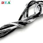 Customized 6mm Black and White Jacquard Nylon Drawcord with Logo Metal Tips  for Garment Pants