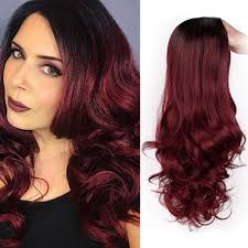 Amazon Com Aisi Hair Ombre Wig Black To Red Ombre Wig Long Hair Cosplay Wigs For Women 2 Tone Heat Resistant Synthetic Hair Natural Looking Full Wigs Beauty