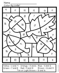 They will color the two crayons at the top of the page to show their color code. Math Coloring Sheets For Fall Addition And Subtraction To 20 Math Coloring Maths Colouring Sheets Math Coloring Worksheets