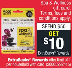 You can even look for special featured spa deals at salons, spas and wellness centers near you or to a location where you're planning to travel for a relaxing vacation. Expired Cvs Buy 50 Spa Wellness Gift Card Get 10 Extrabucks Rewards Gc Galore