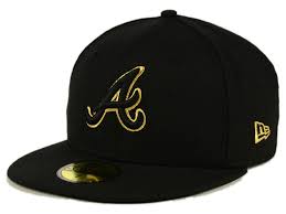 Atlanta Braves New Era Mlb Black On Metallic Gold 59fifty Cap Hats For Men Fitted Caps Atlanta Braves