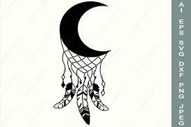 Download Crescent Moon And Feather Svg Moon Mandala Svg Zentangle 748348 Illustrations Design Bundles