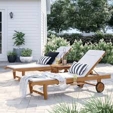 Birch Lane Patio Furniture Brighton 3 Piece Teak Chaise Lounge Set With Cushion Birch Lane Backyard Furniture Teak Chaise Lounge Patio Loungers