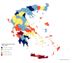 Political Leanings Of Greek Provinces Mapporn