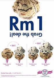 Baskin robbins is the world's largest chain of ice cream specialty shops. Baskin Robbins Rm1 Deal Loopme Malaysia