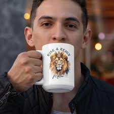 Amazon.com: Powerful Lion King Coffee Cup, Regal Lion-Printed Ceramic Mugs,  Personalized Name Rise And Reign Mugs, Courageous Lion Design Cup For ...