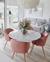 Livingroom Dinningroom Sofa Grey Marble Table Chair Velvet Pink Chair Dinningroom Grey Livingroom Esszimmer Sofa Innenarchitektur Esszimmer Inspiration