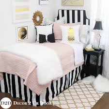 Black And White Striped Bed Skirt Black White Stripes Extra Long Dorm Bed Skirt Dorm Room Bedding Pink Bedroom Decor Dorm Bedding