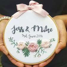 Personalised Wedding Gift Wedding Gift Floral Wall Art Etsy Embroidery Hoop Art Personalized Wedding Gifts Wedding Embroidery