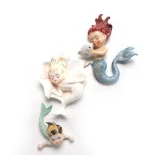 Ceramic little mermaid hand painted figurine and music box which plays the melody of part of your world. Lot Art Norcrest Enesco And Lefton Ceramic Mermaid Figurines