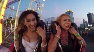 Two friends have lifetime experience on sling shot ride that shoots them 200 feet across night sky. Thai Girl On Roller Coaster Uncensored Youtube