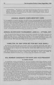 THE NATIONAL HORSESHOE PITCHER'S ASSOCIATION OF AMERICA MAY, 1984