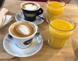 Coffee and orange juice make an unusual mixed drink. Coffee And Orange Juice Picture Of Lion S Locker And Breakfast Budapest Tripadvisor