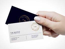 Assortment of paper stock such as premium, pearl metallic and silk laminated. Business Card Hand Off Front Back Sides Psd Mockup Psd Mockups