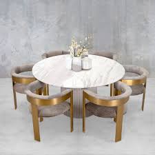 ubud marble top dining table round