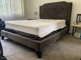 Kaniel tufted upholstered low profile platform bed. 100 Queen Size Bed Frame Head Board Only Upholstered In Grey Suede Good Condition Already Disassembled For Transportation For Sale Free Nextdoor