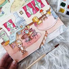 Er Werd Gevraagd Of Ik Ook De Binnenkant Van Het Huisje In De Klomp Wilde Inrichten Dus Dat Heb Ik Geda Bullet Journal Ideeen Dingen Om Te Tekenen Waterverven