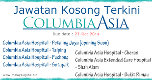 Explore tweets of kerja kosong la @kerjakosongla on twitter. Jawatan Kosong Columbia Asia Hospital Bulan Ini Oktober 2014 Columbia Asia Hospital Cheras Columbia Asia Extended Care Hospital Medical Center Price Quote