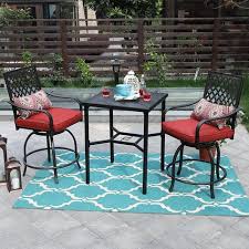 Phi Villa Outdoor Extra Wide Height Swivel Bar Stools Set Outdoor Bistro Set Bistro Set Bar Stools