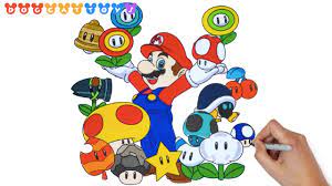 New super mario wii exits and secrets guide. How To Draw Super Mario Bros Mario Mushrooms 237 Drawing Coloring Pages Videos For Kids Youtube