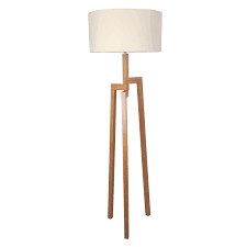 Lampenhelden Vandeheg Stehleuchte Aleo Cream Holz Leinen Creme
