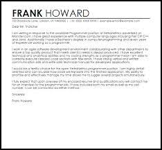 Programmer Sample Cover Letter Cover Letter Templates Examples