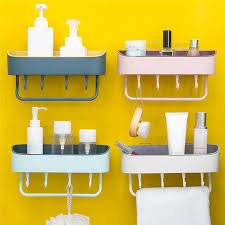 Shower rack for a claw foot tub diy i really just love the shower curtain. Punch Free Plastic Bathroom Shelf Shower Shampoo Holder Storage Rack Organizer Bath Rateshop Home Garden