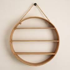 Natural Round Wood Wall Shelf From World Market Consider Giving It A Whitewash Of Couple Coats Of Sof Wood Wall Shelf Wooden Wall Shelves Wall Storage Shelves