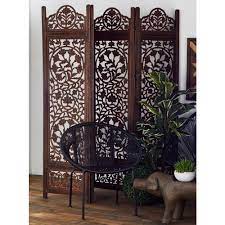 Choose from various wooden room dividers or solid bamboo dividers for minimal transparency. Litton Lane 6 Ft Dark Brown Wood 4 Panel Room Divider 14276 The Home Depot Wood Room Divider Wood Screens Wooden Room Dividers