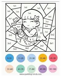 Multiplication Color By Number Mermaid Sparkling Minds Math Coloring Math Coloring Worksheets Addition And Subtraction