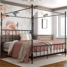 Mengersi stainless steel canopy bed frame post king size canopy bed curtain frame ( silver). Dhp Emerson Metal Canopy Bed In King Size Frame In Black Walmart Com Walmart Com