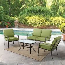 Mainstays Stanton 4 Piece Patio Furniture Conversation Set Red Metal Walmart Com Patio Furniture Conversation Sets Conversation Set Patio Patio Furniture Sets