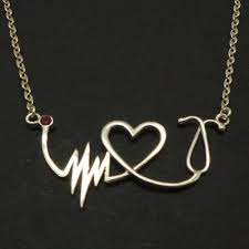 Rn Practitioner Nurse Heart Beat Stethoscope Necklace Ekg Ecg Stethoscope Necklaces Red Stone Necklace Necklace