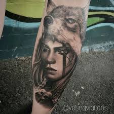 Maybe you would like to learn more about one of these? Girl With Wolf Headdress Tattoo Headdress Tattoo Wolf Girl Tattoos Wolf Tattoos