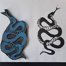 Fenny Snake. Original linocut print 4 1/4\" x 6\" (A6)"