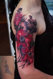 Rose on hand and a daisy in this girl's floral half sleeve piece. Half Sleeve Tattoo Designs For Women Red Flowers Half Tattoos At Repinned Net