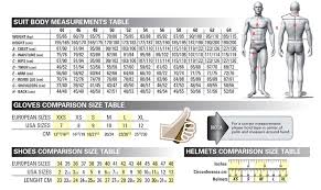 Racing Suit Sizing Charts Gallery Winding Road