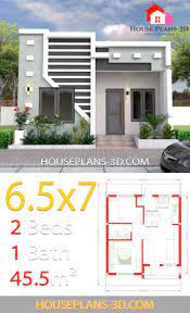Small House Design 6 5x7 With 2 Bedrooms Full Plans House Plans 3d Small House Design Plans House Fence Design House Front Design