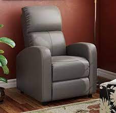 Günstige preise & mega auswahl für small leather. Amazon Com Recliners For Small Spaces Bedroom Chairs For Adults Offer Extra Comfort In Your Living Room Or Your Bedroom Color Light Gray Faux Leather Vinyl Upholstered Manual Kitchen Dining
