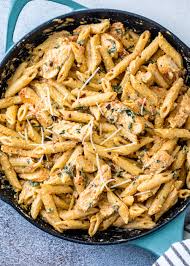 Chicken a la kingingredients• 5 roasted and chopped chicken thighs• ½ onion• 3 celery stalks; Creamy Garlic Chicken Pasta Gimme Delicious