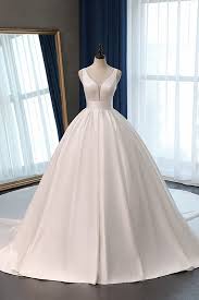 Wedding dress for bride ruffles bridal dresses with belt wedding gown lace bride dresses v neck. Bmbridal Sexy Deep V Neck Straps Satin Wedding Dress Ball Gown Ruffles Sleeveless Bridal Gowns Online Bmbridal
