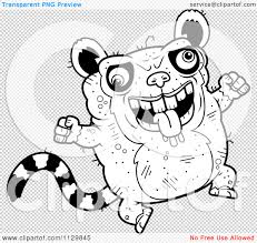 King julien cute coloring pages. Cartoon Clipart Of An Outlined Jumping Ugly Lemur Black And White Vector Coloring Page By Cory Thoman 1129845