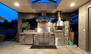 luxury outdoor kitchen blue sky