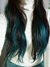 Brown Hair Teal Peekaboo Highlights