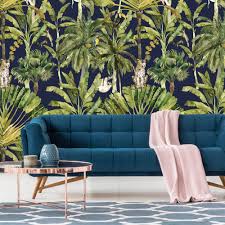 Browse our entire collection of tropical leaves, trees and bird wallcoverings here! I Love Wallpaper Tropical Heights Mural Navy 350cm X 240cm Wall Murals From I Love Wallpaper Uk