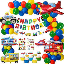 I was lucky enough to make noah's 1st birthday cake too. Buy Yansion Construction Party Decorations Boys Happy Birthday Banner Transport Vehicles Foil Balloons Plane Train Police Car School Bus Yacht Fire Truck Cake Toppers For Dump Truck Party Boys Baby Shower Boys