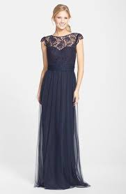 Amsale Lace Tulle Cap Sleeve Gown Nordstrom Dark Blue Bridesmaid Dresses Long Navy Blue Bridesmaid Dresses Blue Bridesmaid Dresses