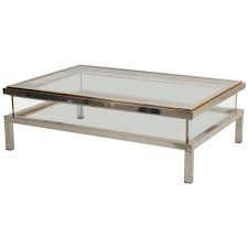 Multifunction coffe table with storage, slide out and lift. Large Sliding Top Coffee Table In Brass And Chrome From Maison Jansen 1970s For Sale At Pamono